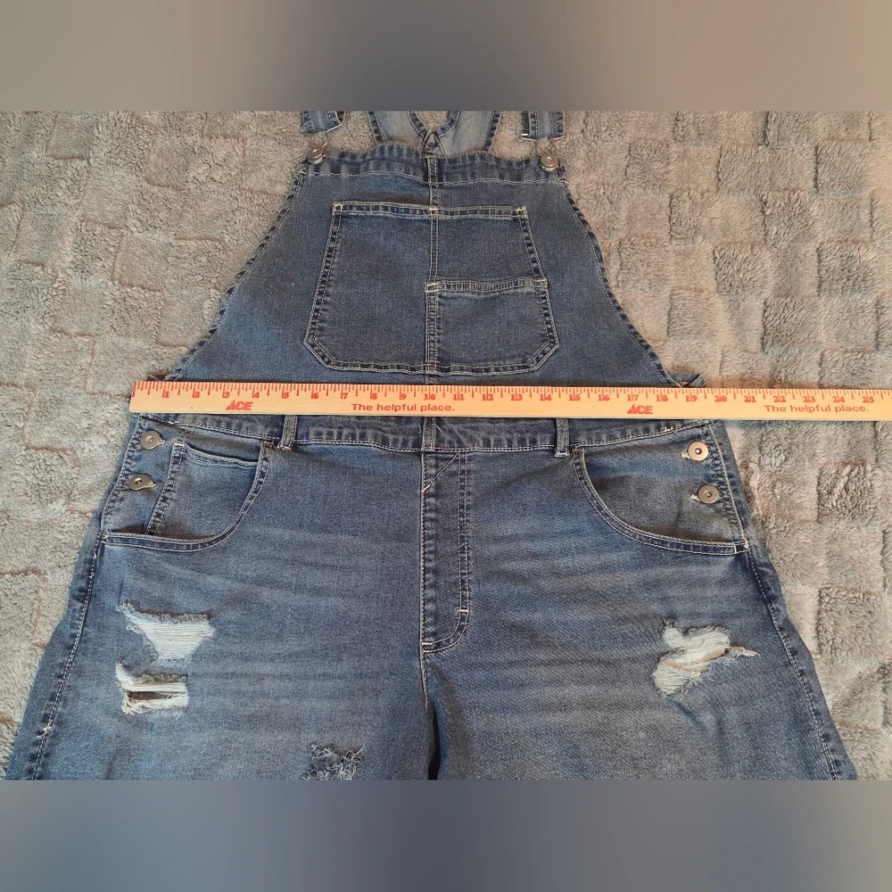 No Boundaries Shortalls Overalls Womens Juniors XXL (19) Distressed - Picture 4 of 14